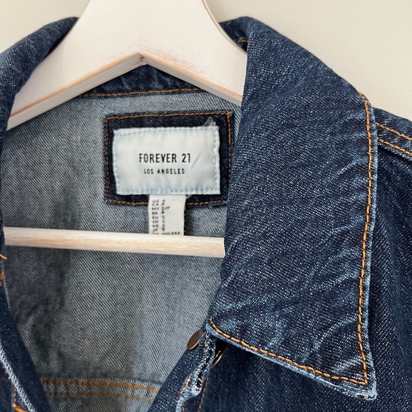 Long Semi Fitted Dark Jean Jacket - Picture 2 of 3